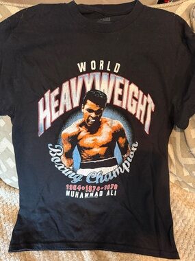 Black Graphic Boxing Champion Crewneck T-Shirt